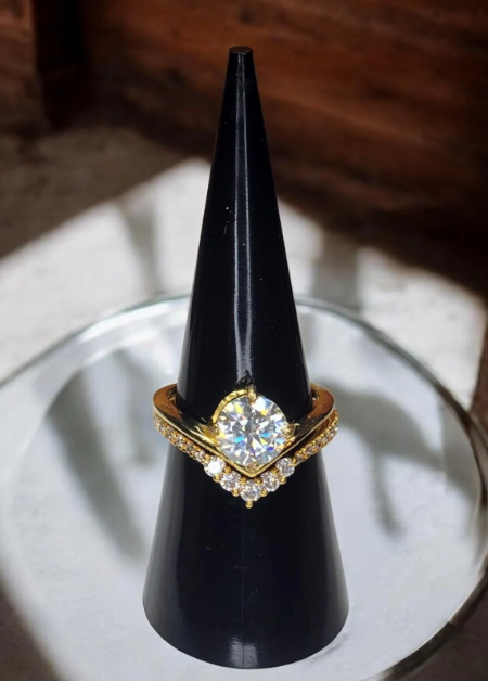 1 ct Moissanite 925 Gold Plated Sterling silver Moissanite band