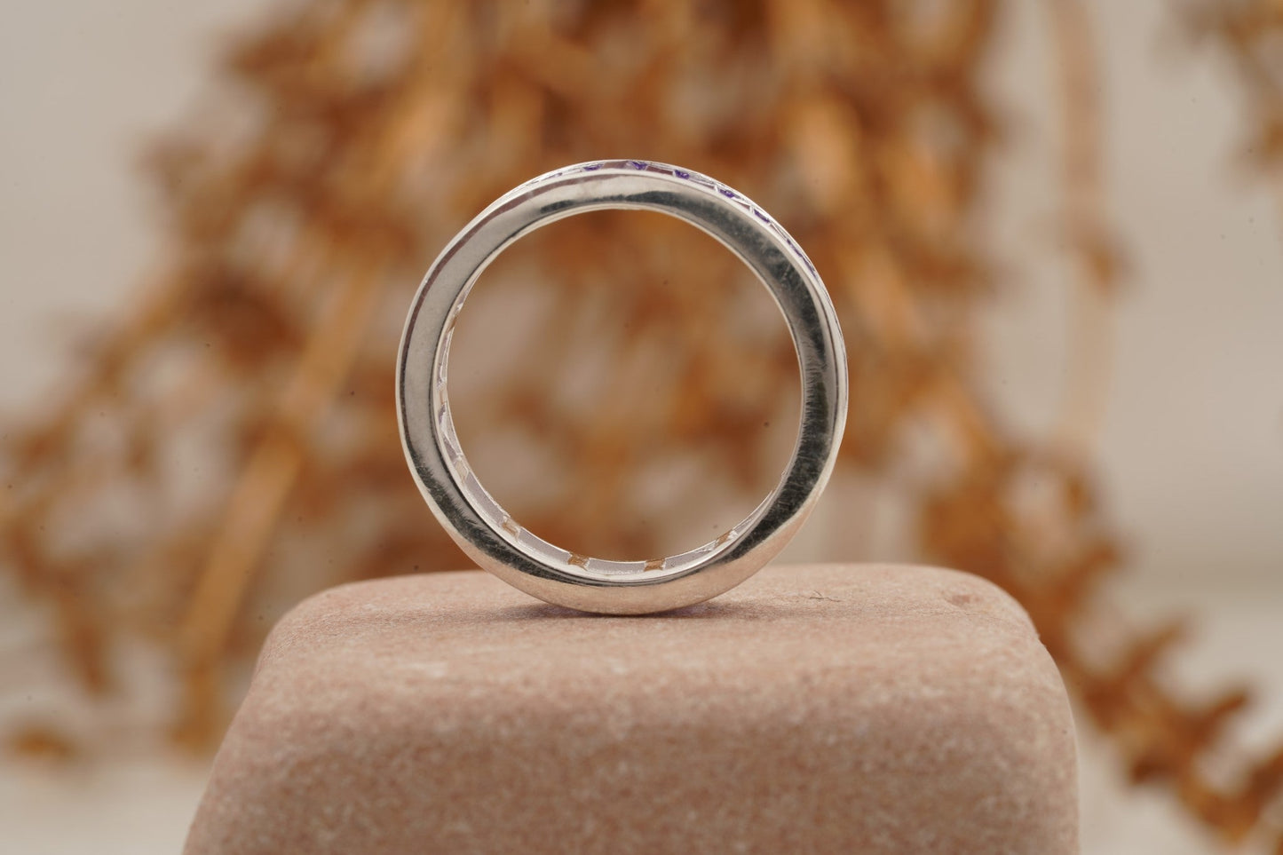 Baguette Cut Amethyst Channel Setting Wedding Band