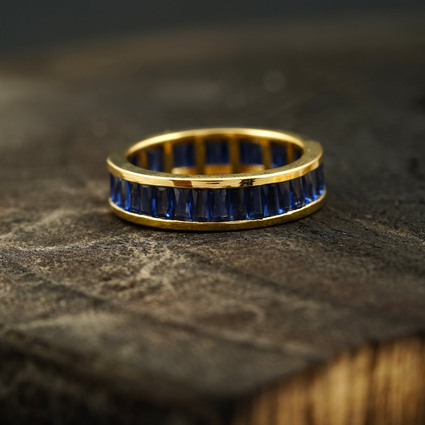 Blue Sapphire Channel Set Full Eternity Wedding Band