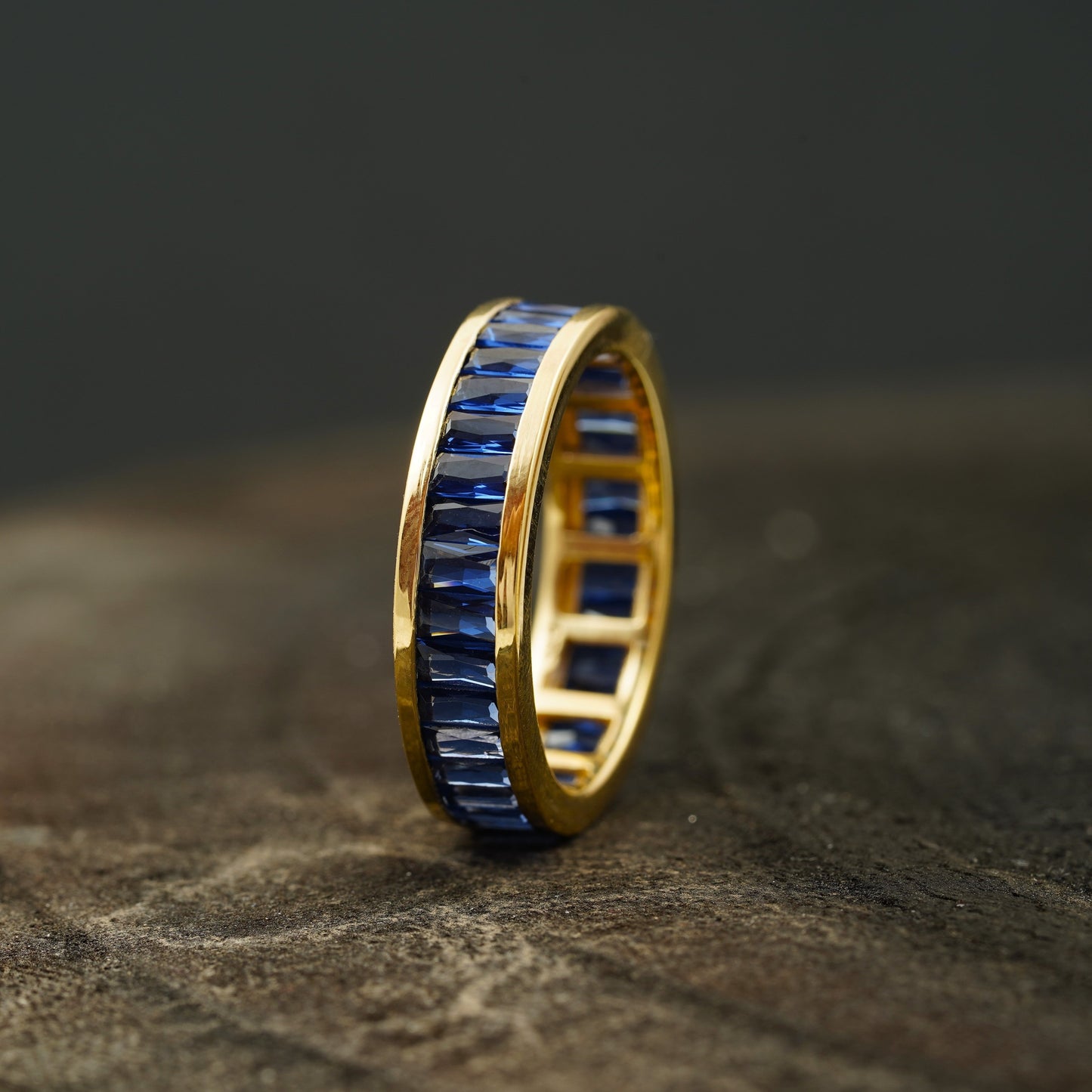 Blue Sapphire Channel Set Full Eternity Wedding Band