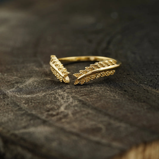 Vintage Leaf Open Wedding Band - Gigiscc