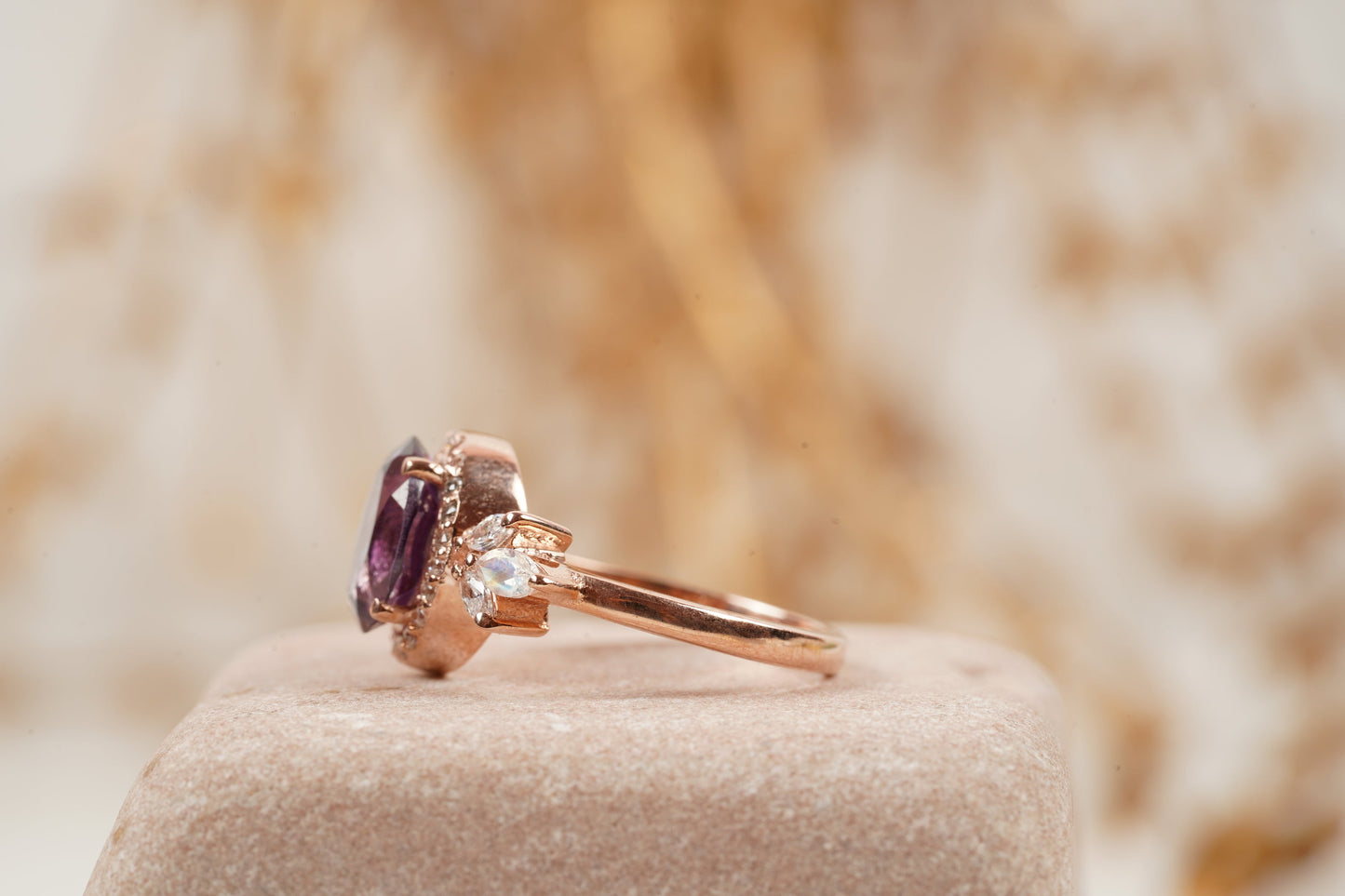 Oval Cut Alexandrite Cluster Engagement Ring