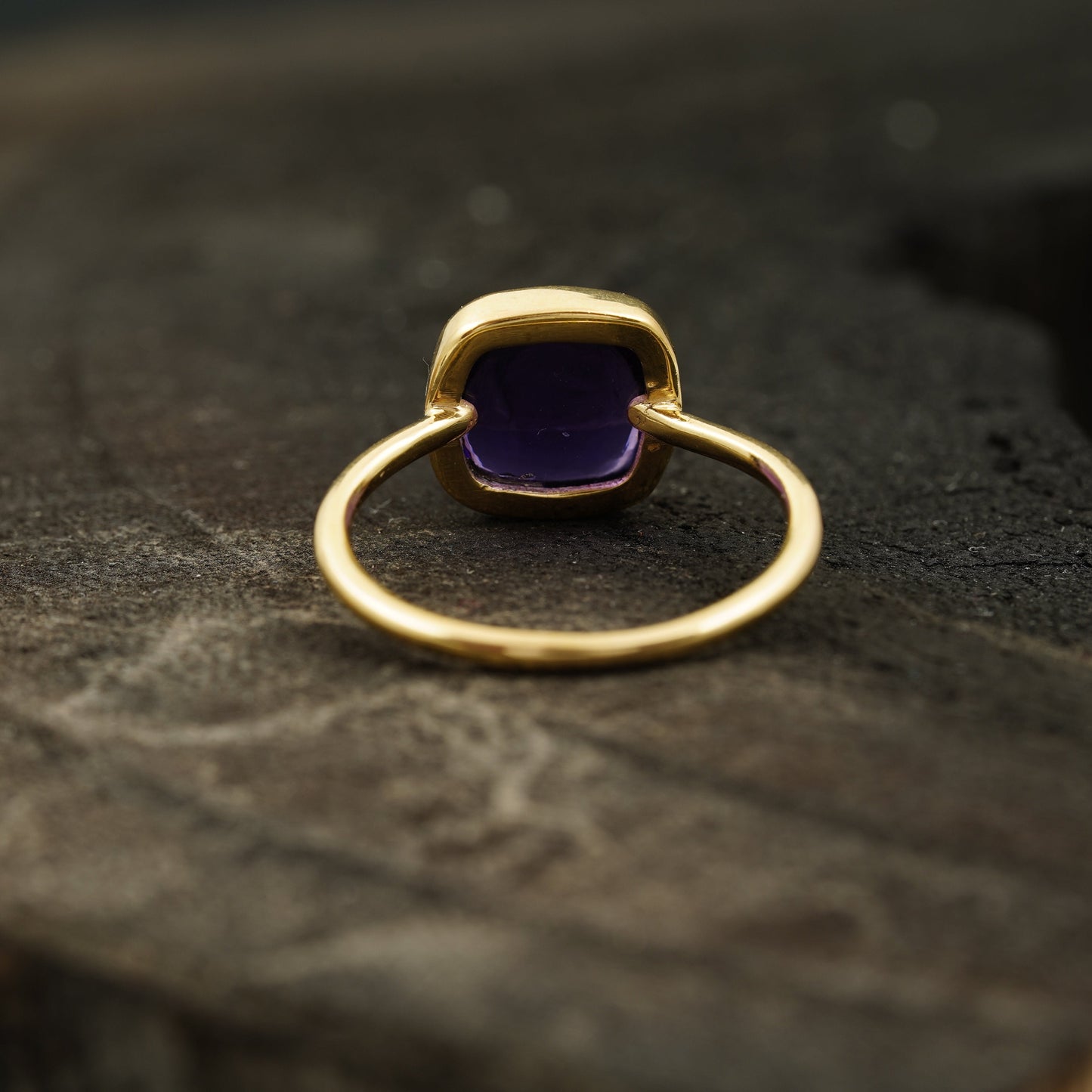 Cabochon Amethyst Engagement Ring Back Side
