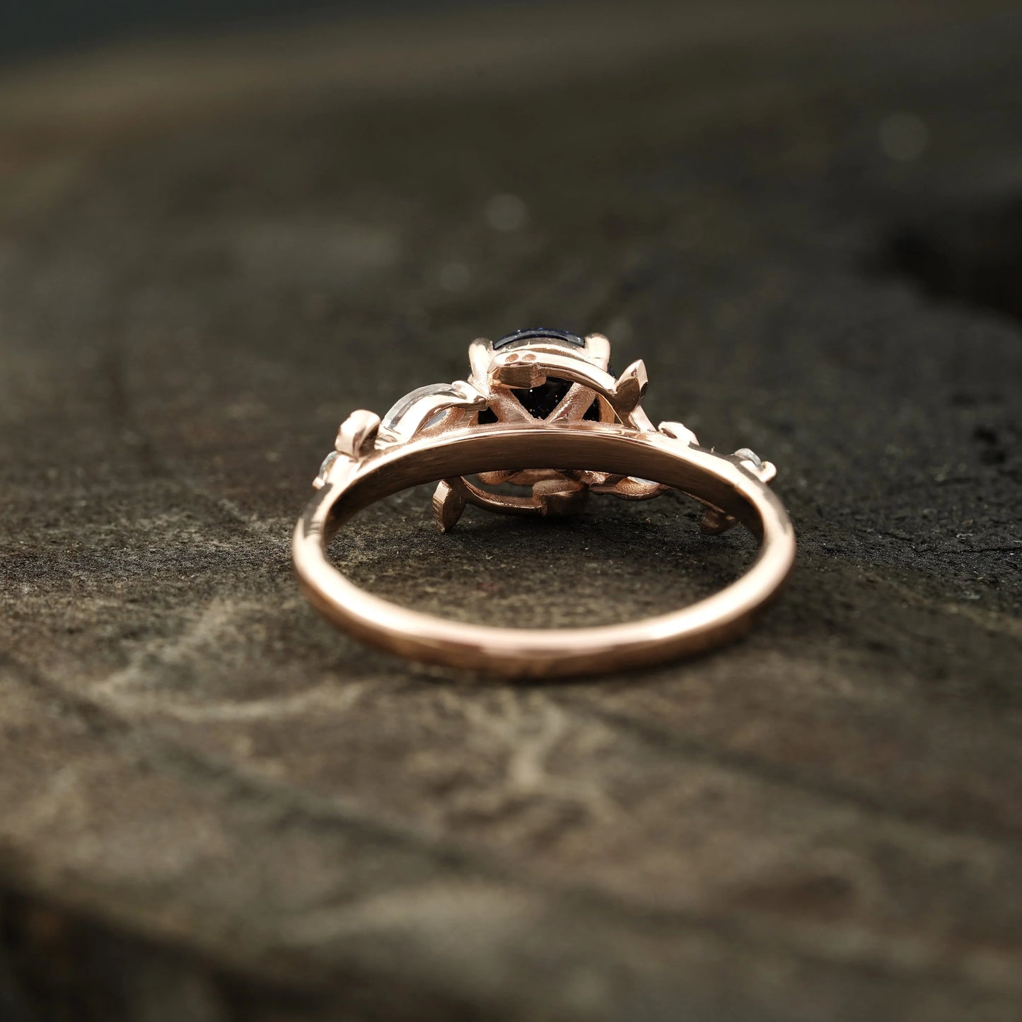 Blue Sandstone Leaf Design Engagement Rings - Gigiscc