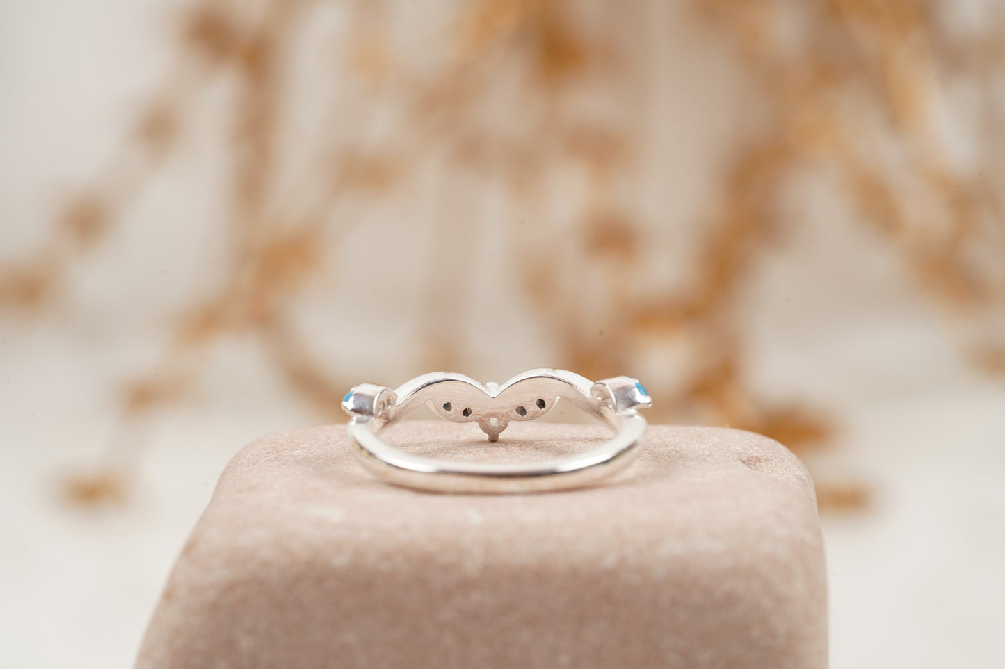 Turquoise Half Eternity Sterling Silver Wedding Band