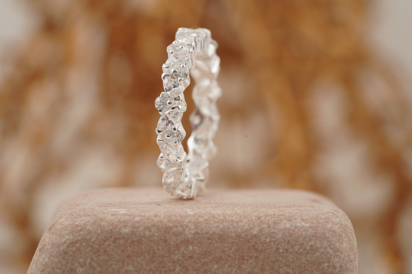 Marquise Cut Moissanite Eternity Wedding Band