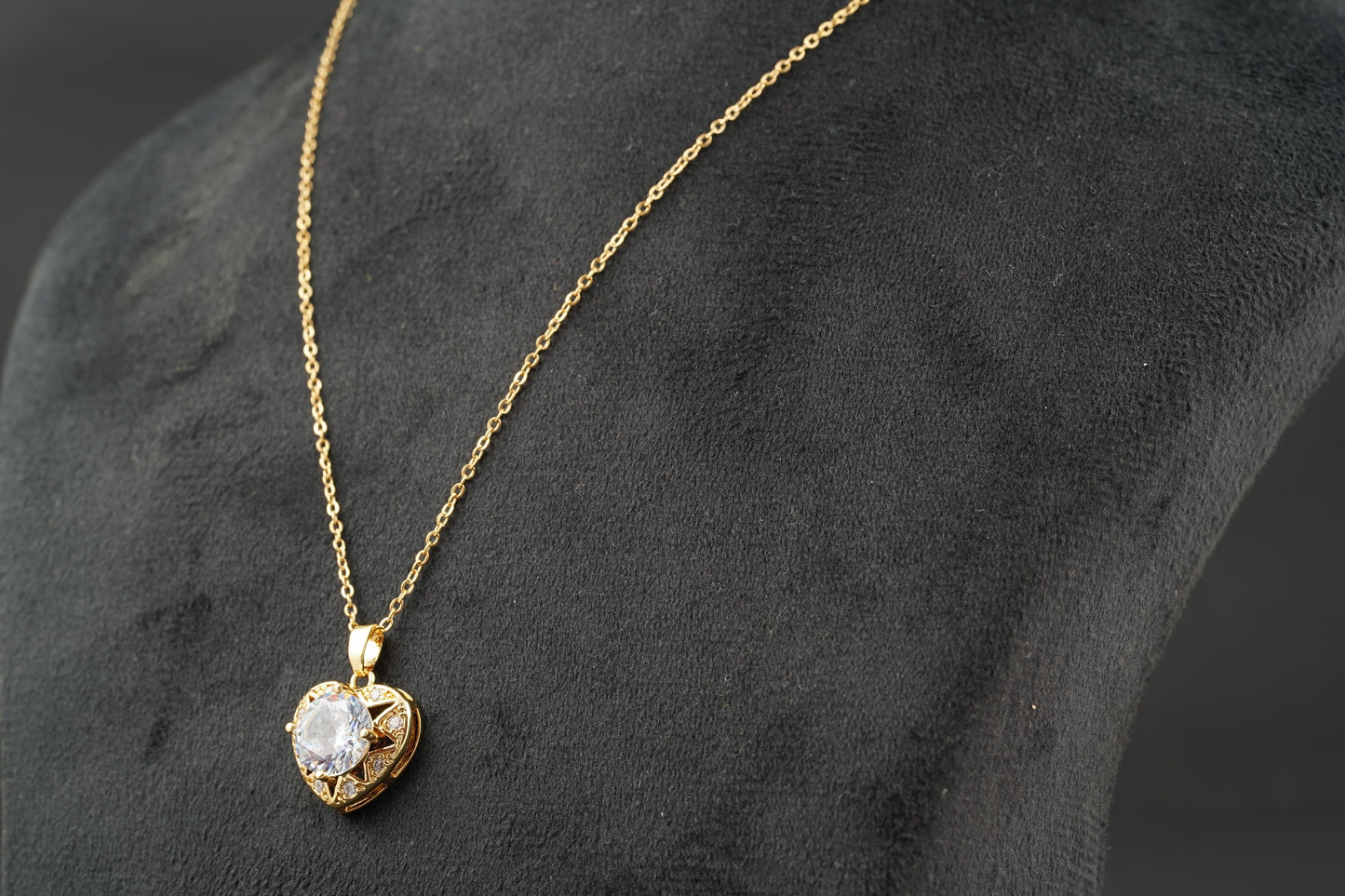Diamond Heart Shaped Necklace for Women With Gold Chain