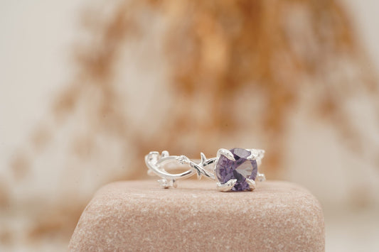 Alexandrite Gold Twist Engagement Ring | June Birthstone Right Angle