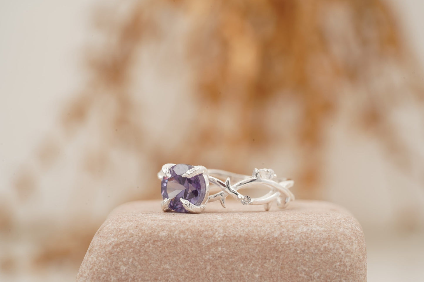 Alexandrite Gold Twist Engagement Ring | June Birthstone Left Angle