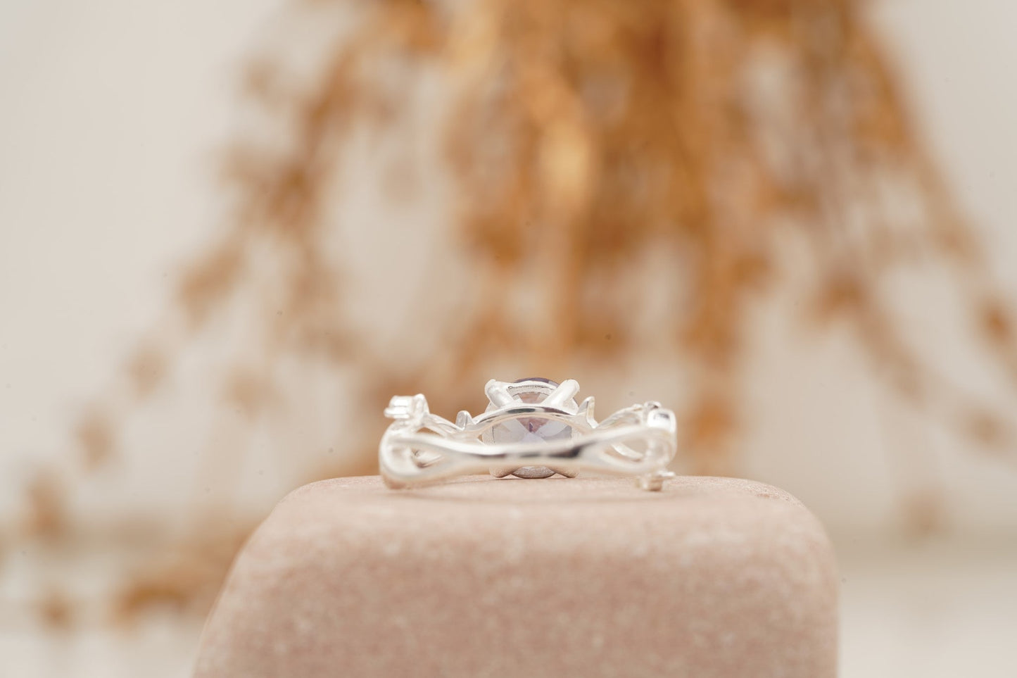 Alexandrite Gold Twist Engagement Ring | June Birthstone Back Side