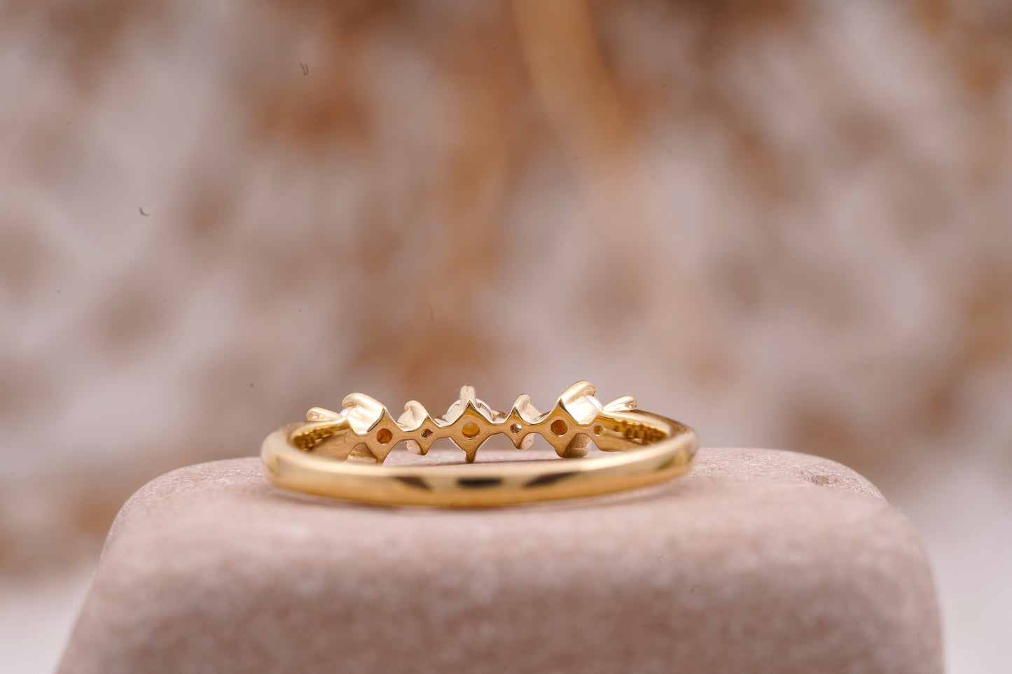 Pearl & Diamond Stacking Wedding Band Back SIde