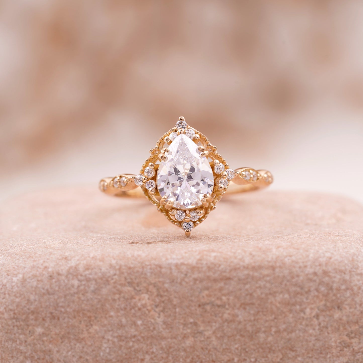 Pear Moissanite Bridal Engagement Ring Main