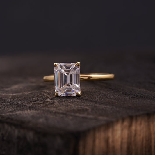 Emerald Cut Moissanite Diamond Solitaire Engagement