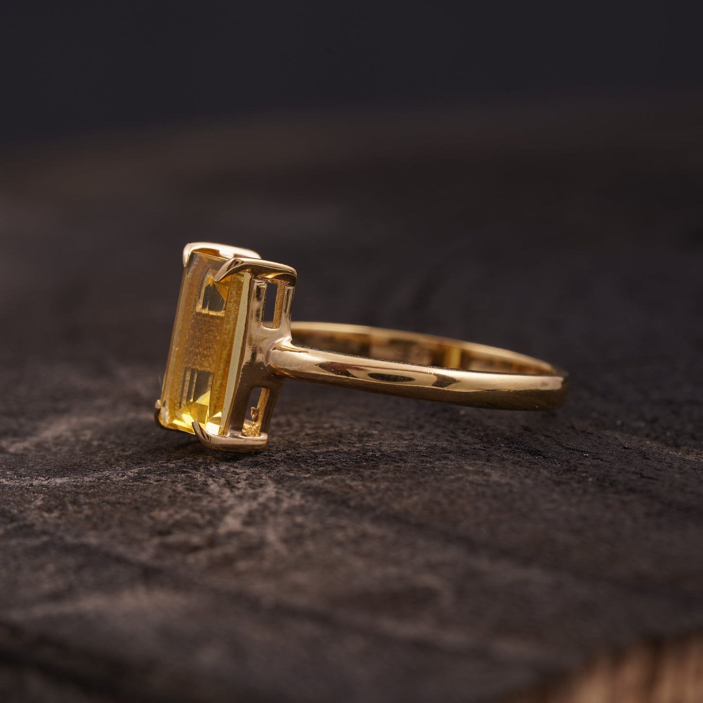Baguette Citrine Engagement Ring | November Birthstone Jewelry SIde Position