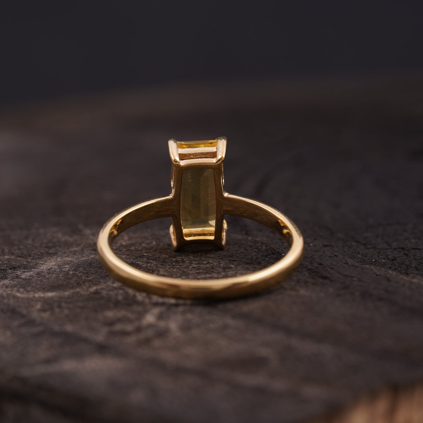 Baguette Citrine Engagement Ring | November Birthstone Jewelry Back Side