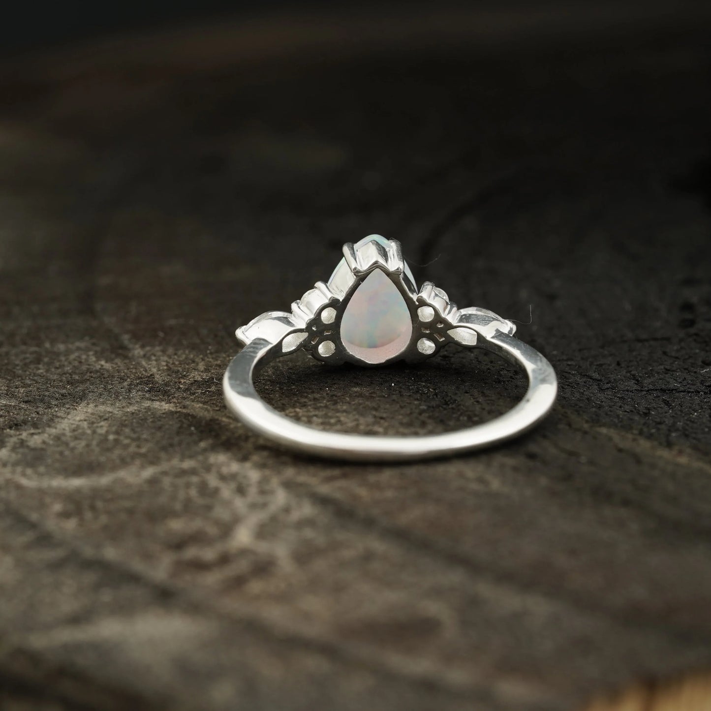 pear shaped opal cluster engagement ring | Promise bridal ring - Gigiscc