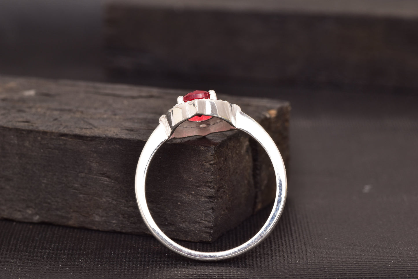 Oval Cut Red Ruby 925 Sterling Silver Statement Ring