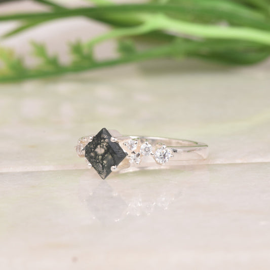 Buy Princess Cut Black Rutile Quartz Ring In 925 Sterling Silver
