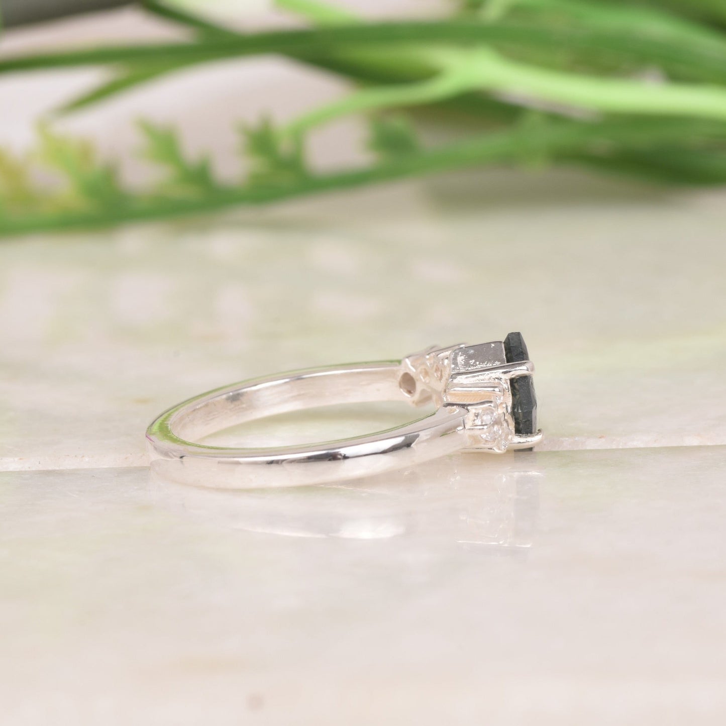 Buy Princess Cut Black Rutile Quartz Ring In 925 Sterling Silver
