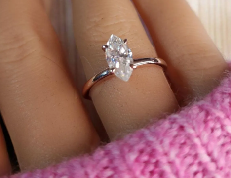 Timeless and Classic Marquise Cut Hidden Halo Moissanite Solitaire Ring