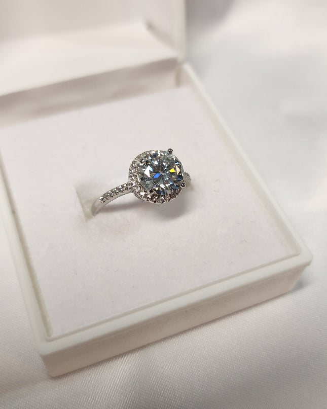 2ct Exquisite Round Halo Moissanite Ring Classic Round Brilliant Cut Engagement Ring, Anniversary Ring.