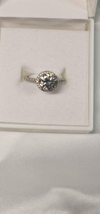 2ct Exquisite Round Halo Moissanite Ring Classic Round Brilliant Cut Engagement Ring, Anniversary Ring. - Gigiscc
