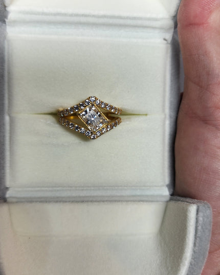 2ct Radiant Cut Moissanite with guard setting.