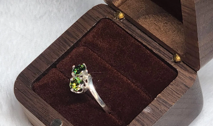 2 stone 1.5 ctw Round Green Moissanite (Copy)