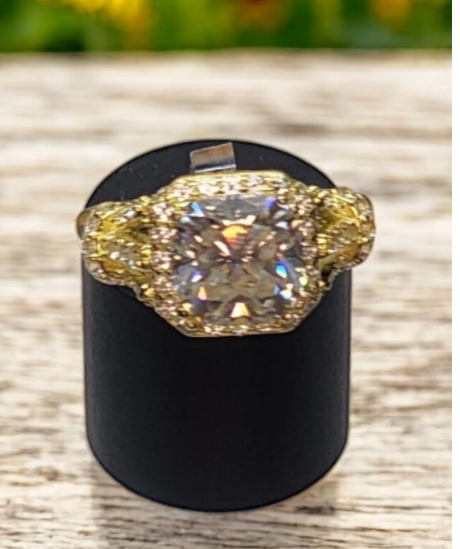 3ct Cushion Cut Moissanite Ring