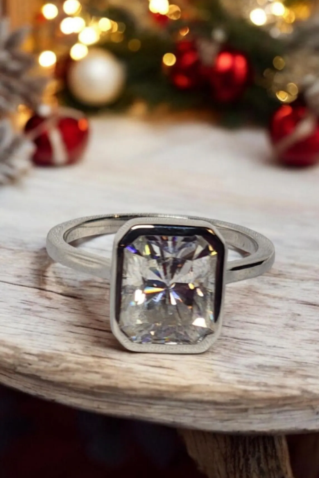 2ct Radiant Cut Moissanite Solitaire setting.
