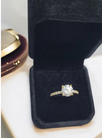 2ct Round Brilliant Cut Moissanite Solitaire enhanced by half eternity moissanite band.