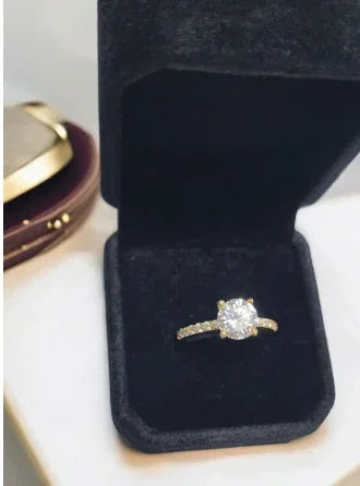 2ct Round Brilliant Cut Moissanite Solitaire enhanced by half eternity moissanite band. - Gigiscc