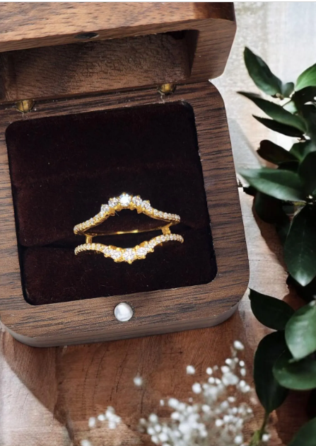 2 ctw Moissanite 925 Gold Plated Sterling silver Moissanite ring guard