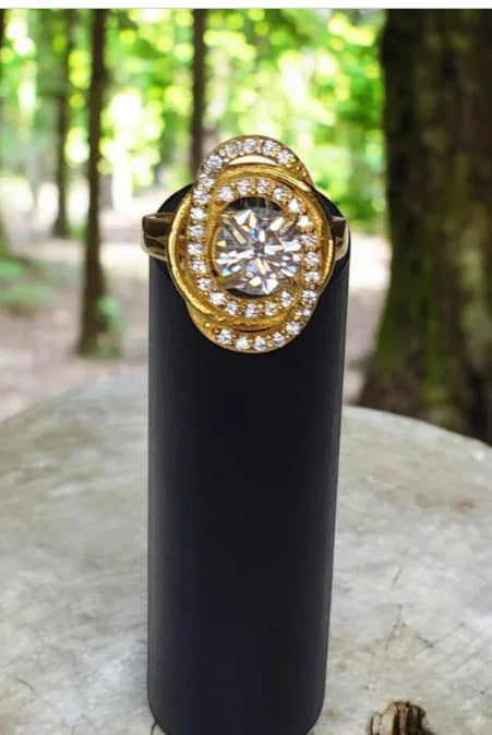 3ct Round Cut Moissanite Cocktail Ring - Gigiscc