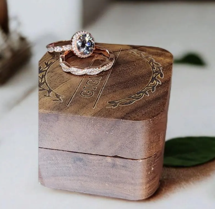 This 2ct Exquisite Grey Round Brilliant Cut Moissanite Solitaire Ring
