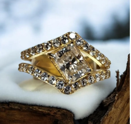 2ct Radiant Cut Moissanite with guard setting