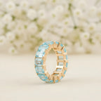 Baguette-Cut Aquamarine Full Eternity Wedding Band - Gigiscc