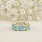 Baguette-Cut Aquamarine Full Eternity Wedding Band - Gigiscc
