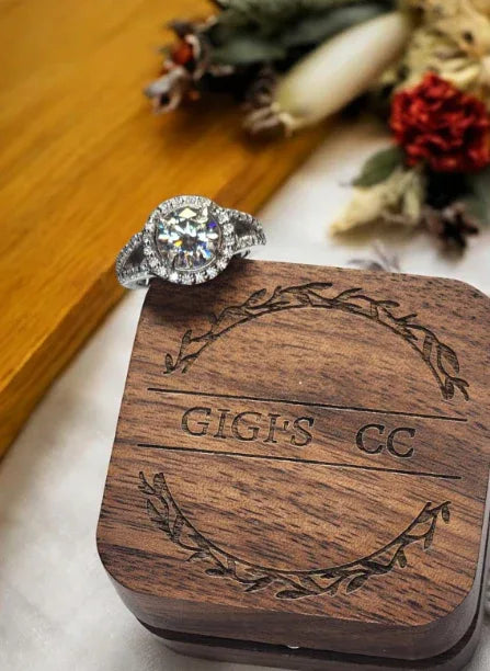 Exquisite 8mm 2ct Round Halo Moissanite Ring - Gigiscc
