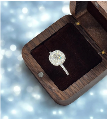 2ct Exquisite Asscher Cut Halo Moissanite Ring