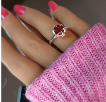 2ct Ruby Red Moissanite Claw Ring