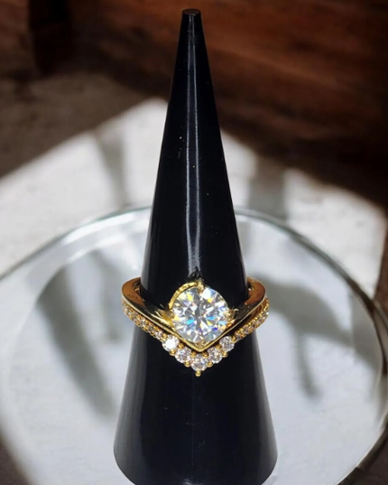 1 ct Moissanite 925 Gold Plated Sterling silver Moissanite band