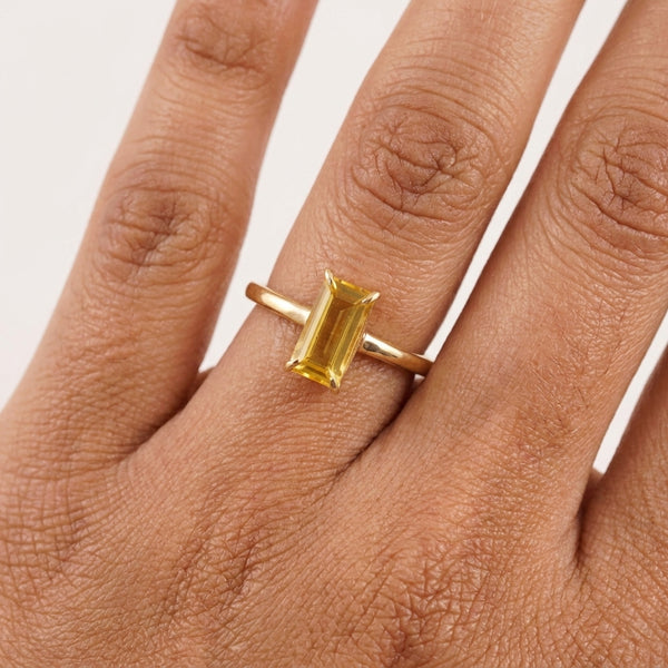 Baguette Citrine Engagement Ring | November Birthstone Jewelry