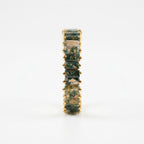 Baguette Cut Moss Agate Stone Wedding Band