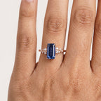 Blue Sapphire Cluster Engagement Ring
