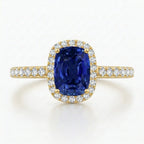 Blue Sapphire Sliver Ring main with gold plated