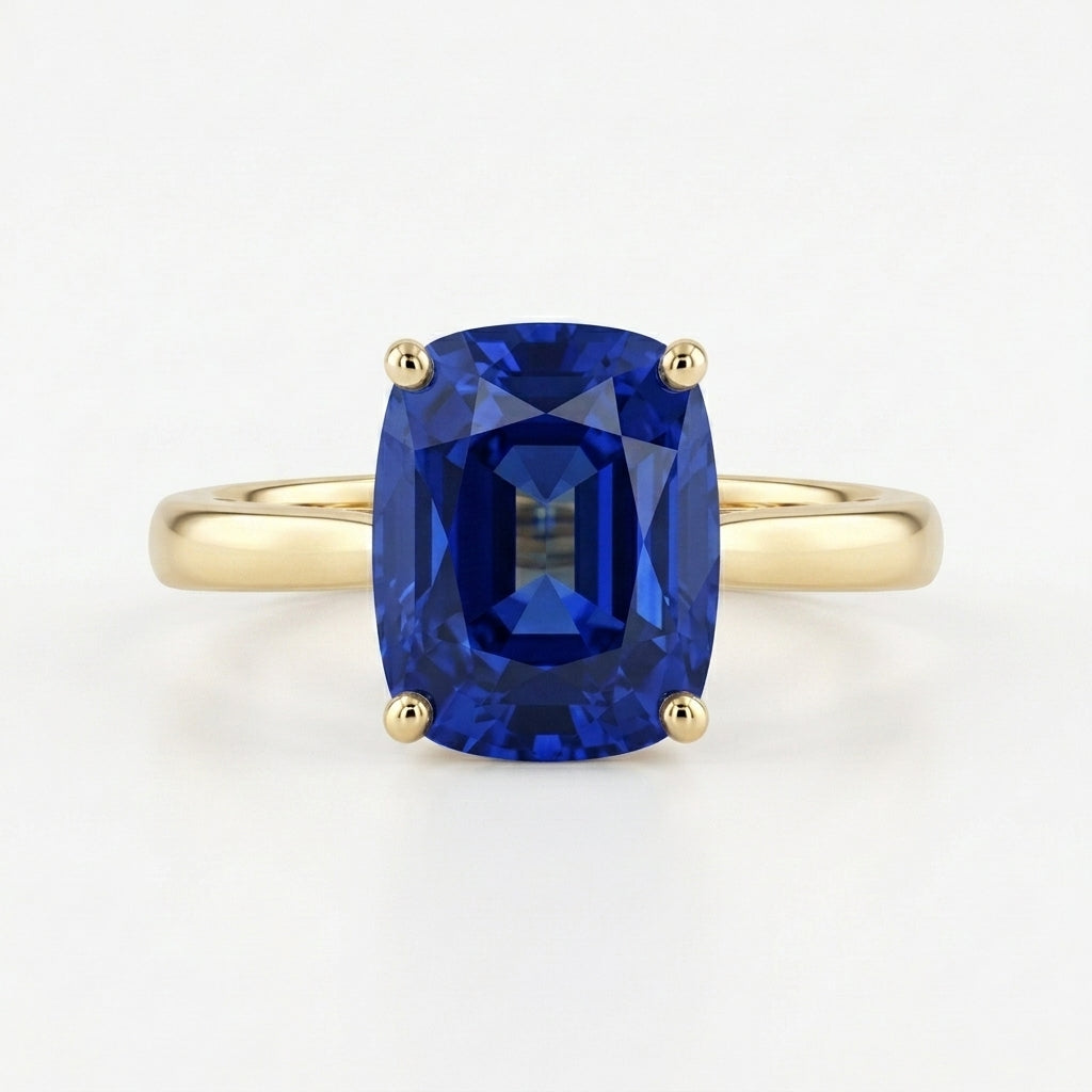 Main Blue Sapphire Solitaire Gold Ring