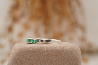Princess Emerald Channel Set Wedding Band Round