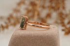 Moss Agate Baguette Cut Rose Gold Engagement Ring - Gigiscc