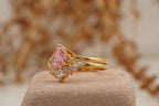 Pink Sapphire Engagement Ring Set With Diamond Wedding Band - Gigiscc